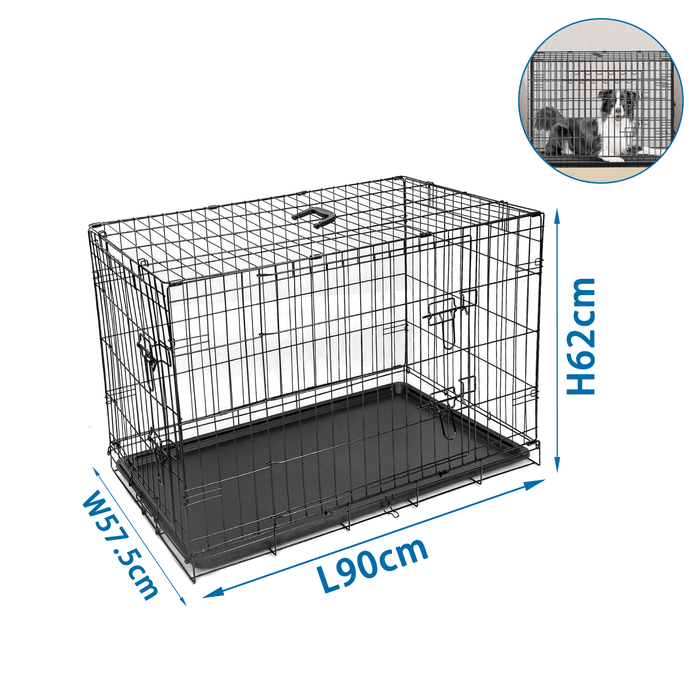 Dog Crate Jaula Transportadora Metálica L – 90 x 57,5 x 62 cm