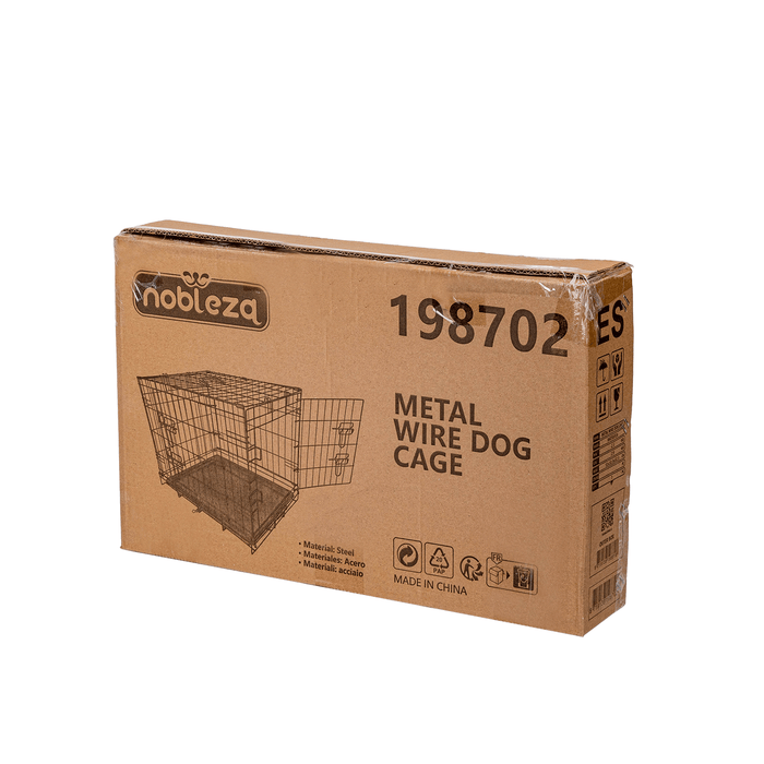 Dog Crate Jaula Transportadora Metálica L – 90 x 57,5 x 62 cm