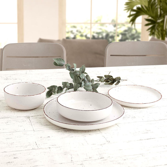 Conjunto de Mesa em Cerâmica DUNA Branco Quid – 12 Peças para 4 Pessoas