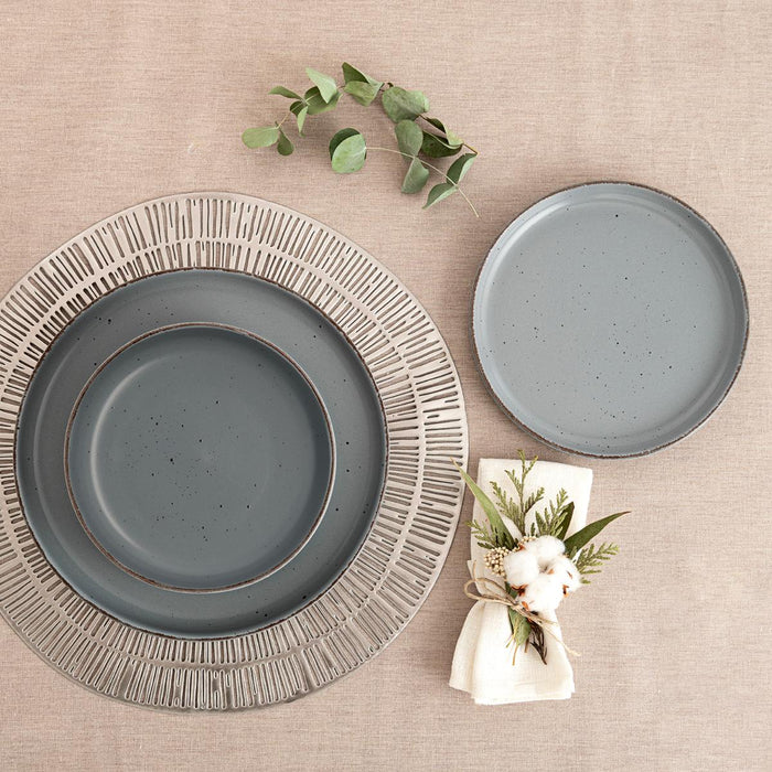 Conjunto de Mesa em Cerâmica DUNA Cinza Quid – 12 Peças para 4 Pessoas
