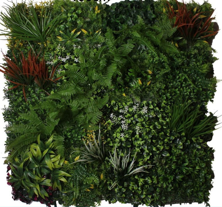 Painel Jardim Vertical de Parede com Plantas Artificiais de 100 x 100 cm