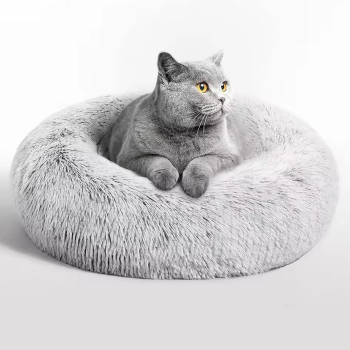 Cama redonda com pêlo Relax 60 cm cinza claro