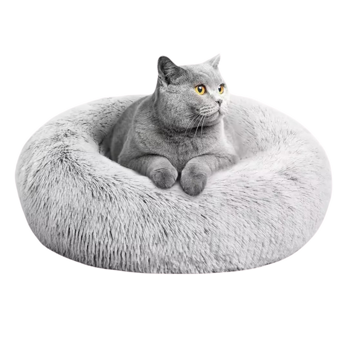 Cama redonda com pêlo Relax 60 cm cinza claro