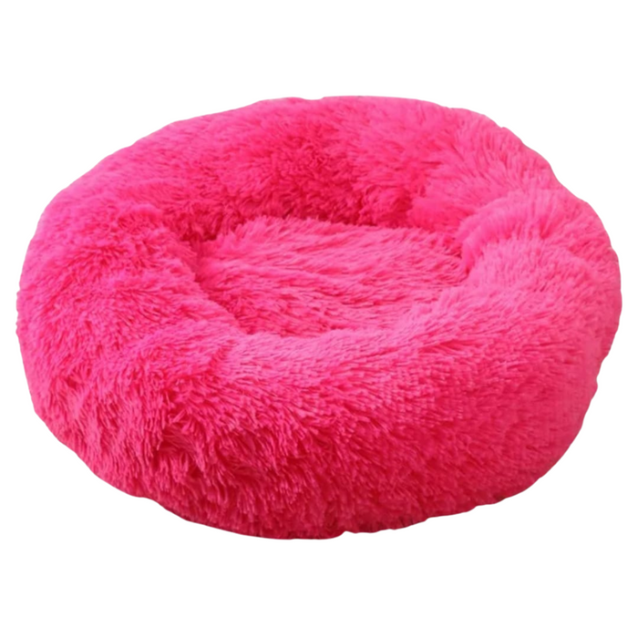 Cama redonda com pêlo Relax 80 cm rosa fuschia