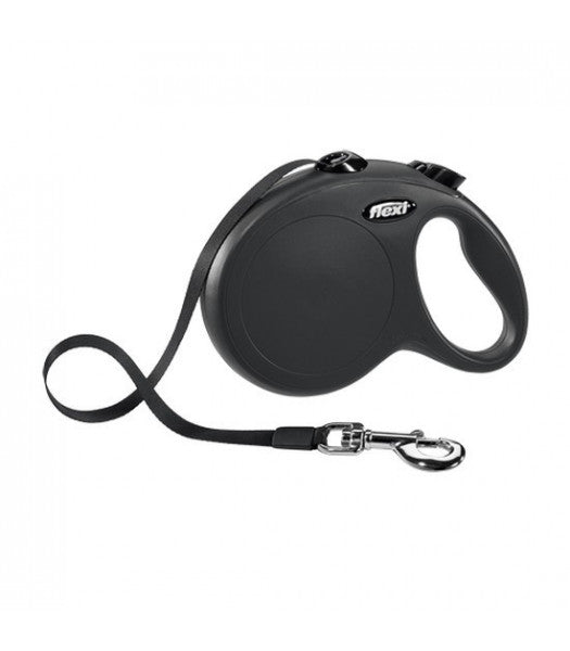 Flexi Trela em Fita New Classic XS Preta 3m – Segurança e Liberdade para Cães Pequenos