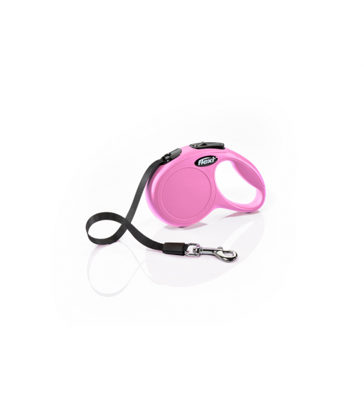 Flexi Trela em Fita New Classic S Rosa 5m – Liberdade e Segurança para Cães Pequenos