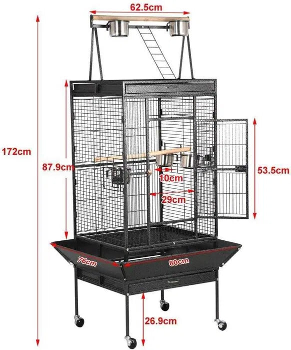 Gaiola para Papagaio 82x77x165 cm – Espaço, Conforto e Segurança para o seu Pássaro