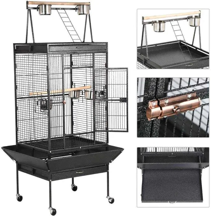 Gaiola para Papagaio 82x77x165 cm – Espaço, Conforto e Segurança para o seu Pássaro
