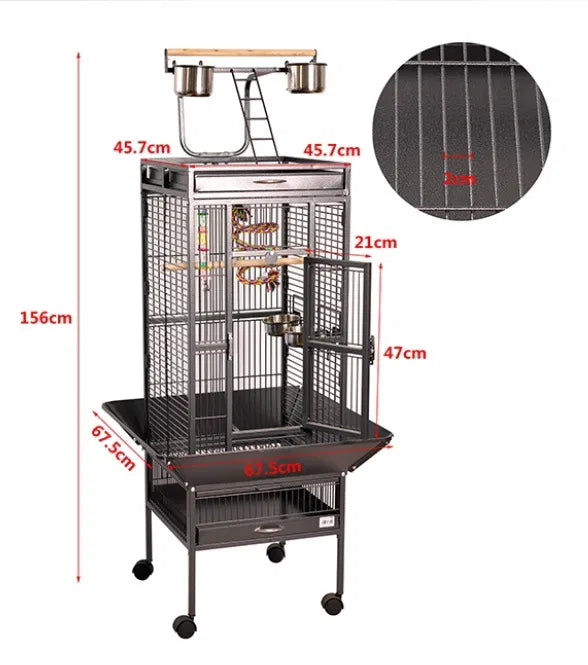 Gaiola para Papagaio 67x67x156 cm – Espaço, Conforto e Segurança para o Seu Pássaro