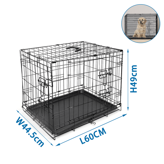 Dog Crate Jaula Transportadora Metálica S - 60 x 44 x 49,5 cm duas portas