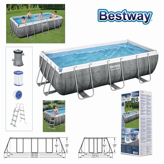 Bestway Piscina com Filtro 404x201x100 cm inclui Escada e Hidrobomba Filtro