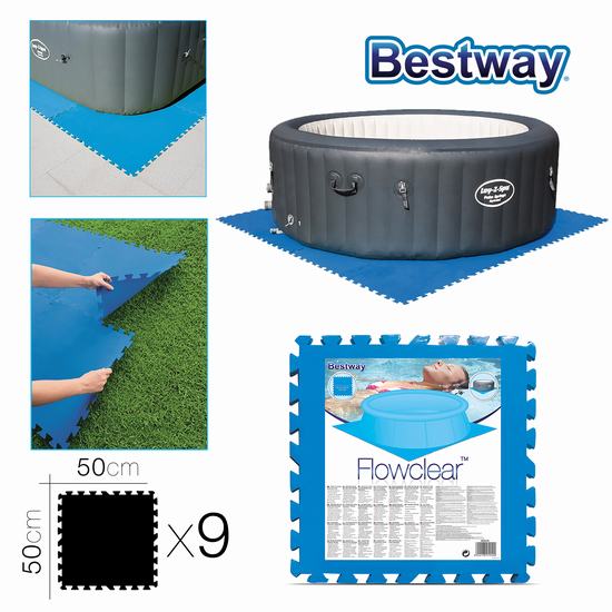 Bestway Tapete Protetor de Chão para Piscina (Set 9 peças) 50x50 cm