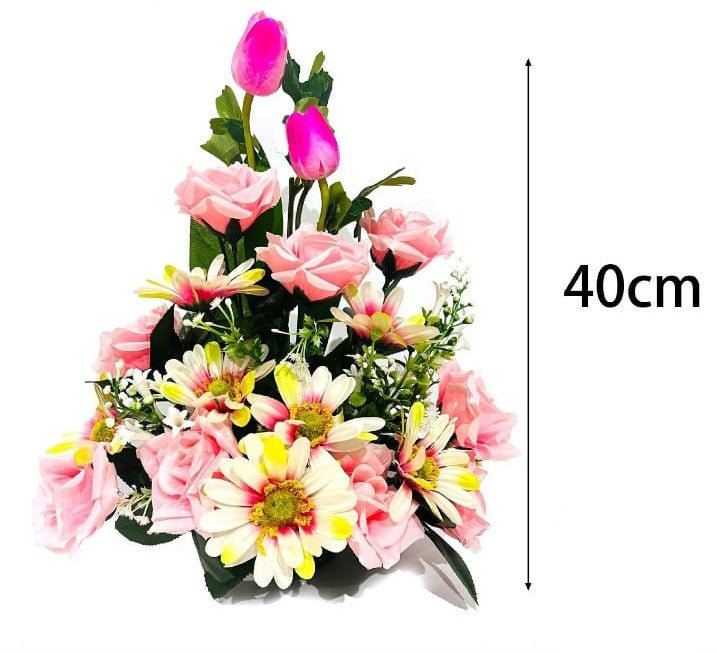 Centro de Flores Artificiais 40cm cor de rosa