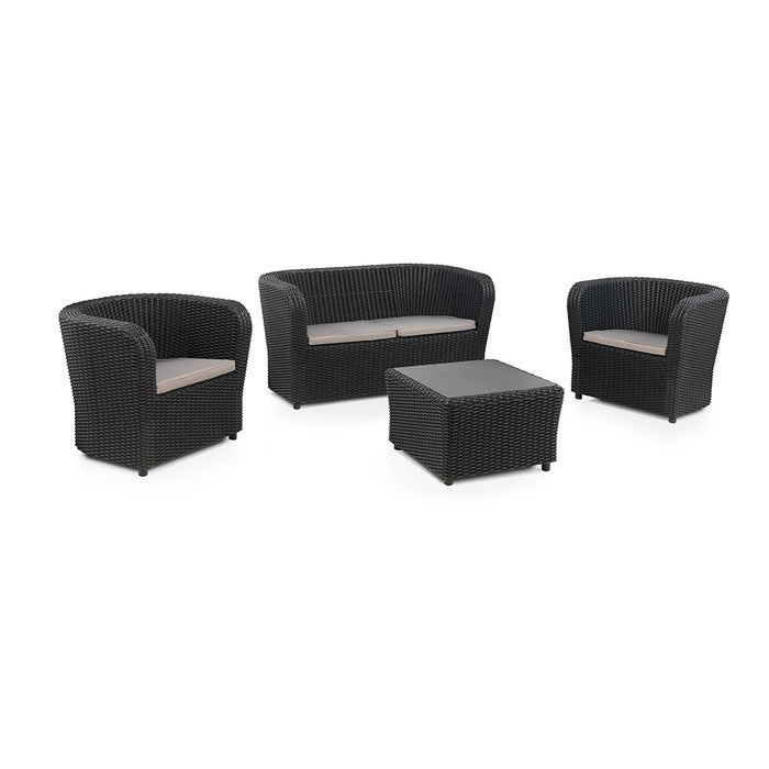 Conjunto Jardim/Terraço De 2 Cadeirões+1 Sofá+1 Mesa. Cadeirão: 79,3X68,1X70,7Cm Sofá: 137X68,2X70,6Cm Mesa: 63X63X41Cm Nova Confort Grafito Sp Berner