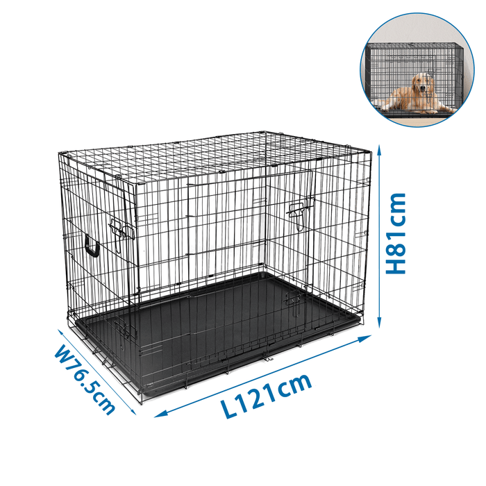 Dog Crate Jaula Transportadora Metálica XXL - 121 x 76,5 x 81 cm Duas Portas