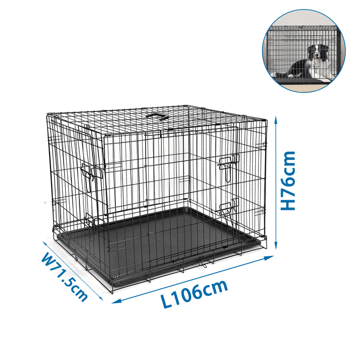 Dog Crate Jaula Transportadora Metálica XL - 106 x 71,5 x 76 cm Duas Portas