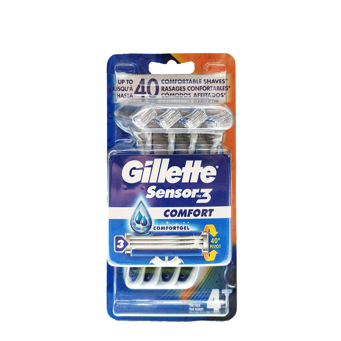 Pacote De Lâminas Gillette Sensor 3 Comfort 4 Unid.