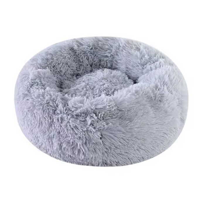 Cama redonda com pêlo Relax 60 cm cinza claro