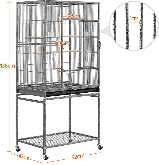 Gaiola para Pássaros Suporte e Rodas 62 x 43 x 136 cm