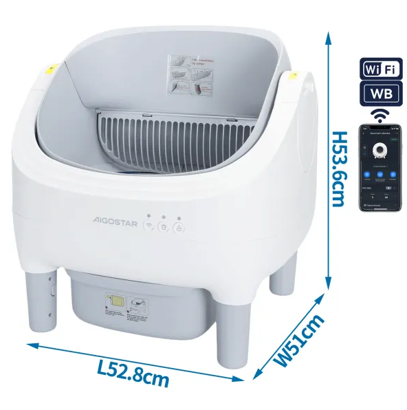 Caixa de Areia Inteligente para Gatos com WiFi e Entrada Superior – SL03