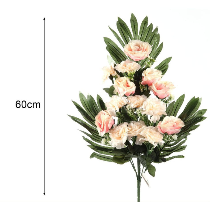 Ramo de Flores Artificiais Lux 60 cm cor de rosa e branco