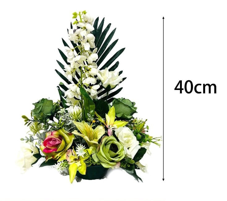 Centro de Flores Artificiais 40cm cor branco
