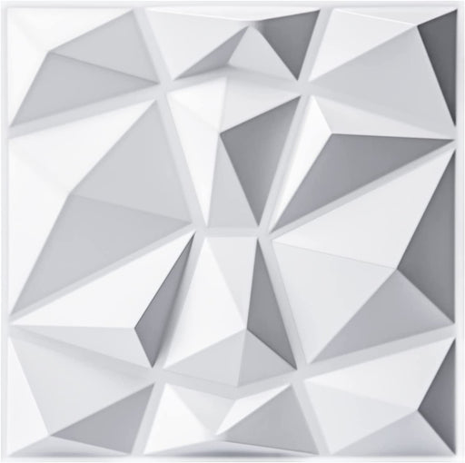 Painéis decorativos de parede 3D em PVC diamantes branco 30 x 30 cm (33 peças)