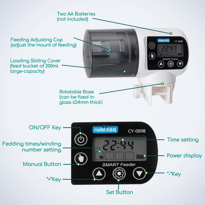 Alimentador automático para aquário temporizador dispensador com ecrã LCD para ferias e fins de semana-NOBLEZA-Vendas E Afins