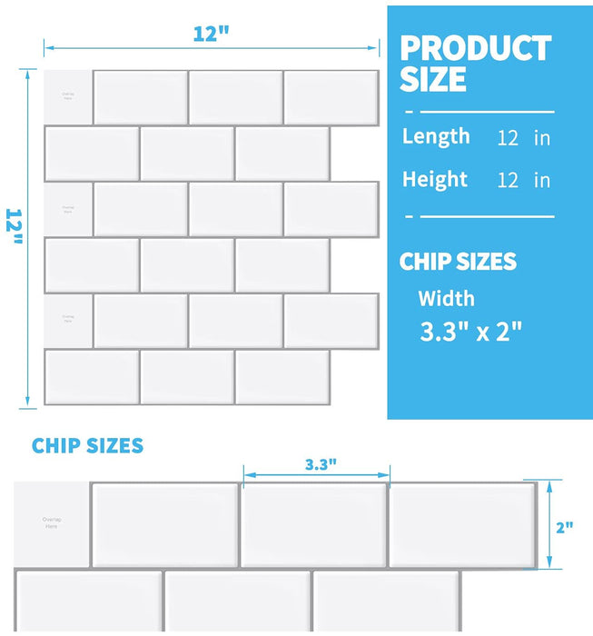 Painel autocolantes de azulejos de gel 3D branco 30.5 x 30.5 cm (10 peças) - Vendas E Afins - Vendas E Afins