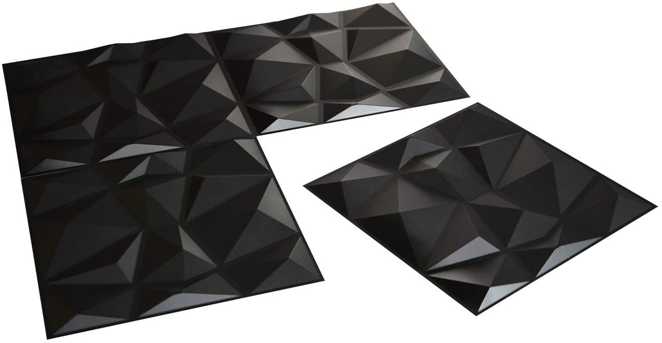 Painéis decorativos de parede 3D em PVC diamantes Preto 50 x 50 cm (12 peças) - Vendas E Afins - Vendas E Afins