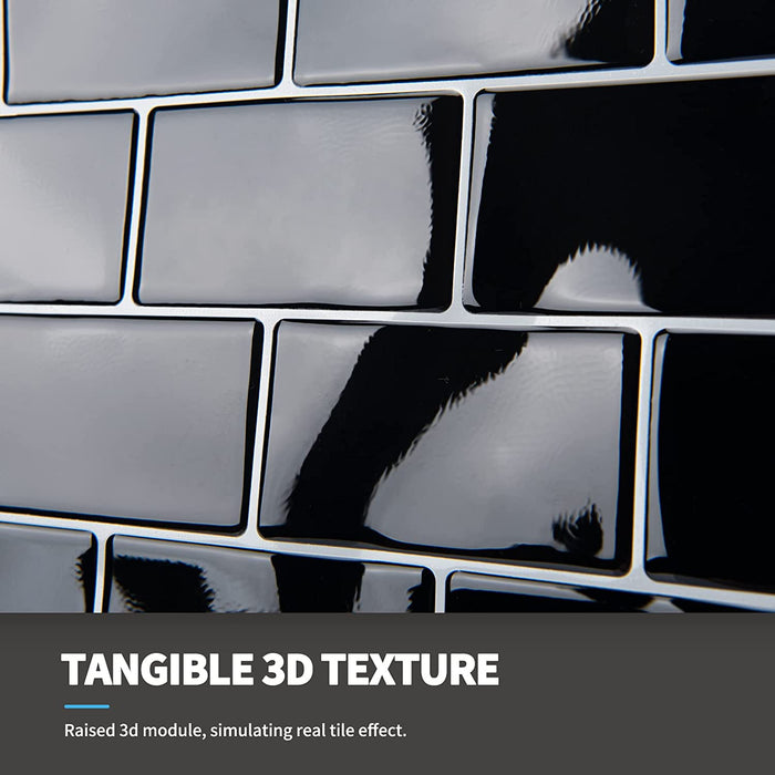 Painel autocolantes de azulejos de gel 3D preto 30.5 x 30.5 cm (10 peças) - Vendas E Afins - Vendas E Afins