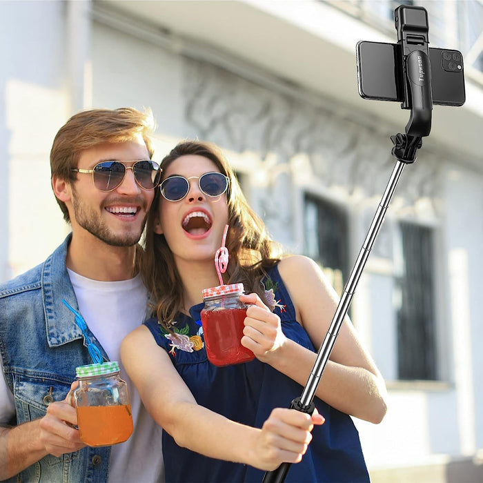 Pau de Selfie Extensível até 104cm com Tripé com Controle Compatível com iPhone/Samsung/Huawei, etc.